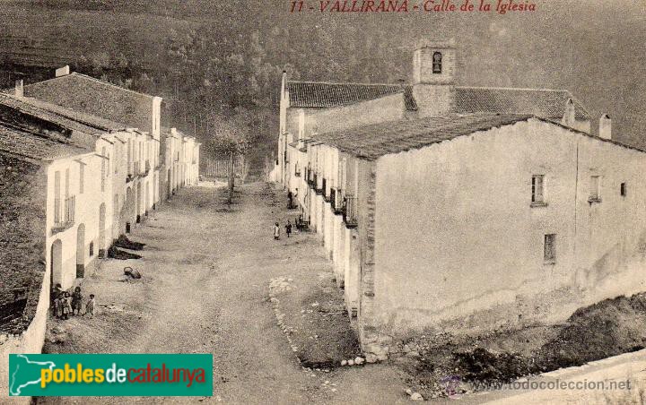 Vallirana - Carrer de l'Església. Postal antiga