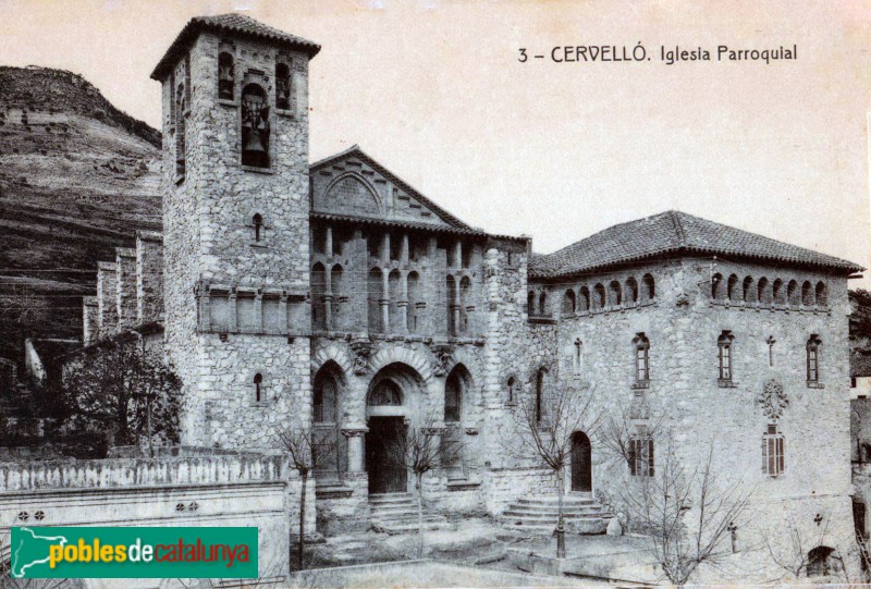 Cervelló - Sant Esteve de Cervelló. Postal antiga