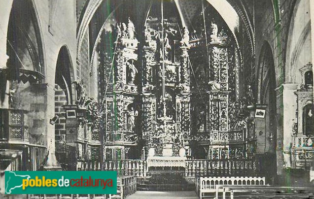 Llívia - Església. Retaule major antic, destruït. Postal antiga Llívia - Església. Retaule major antic, destruït. Postal antiga