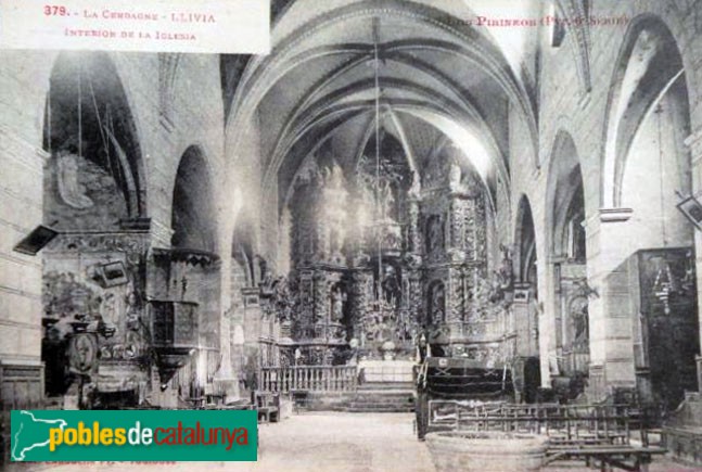 Llívia - Església de la Mare de Déu dels Àngels. Postal antiga