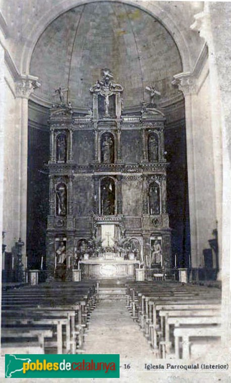 Sant Andreu de Llavaneres - Església de Sant Andreu. Retaule major. Postal antiga