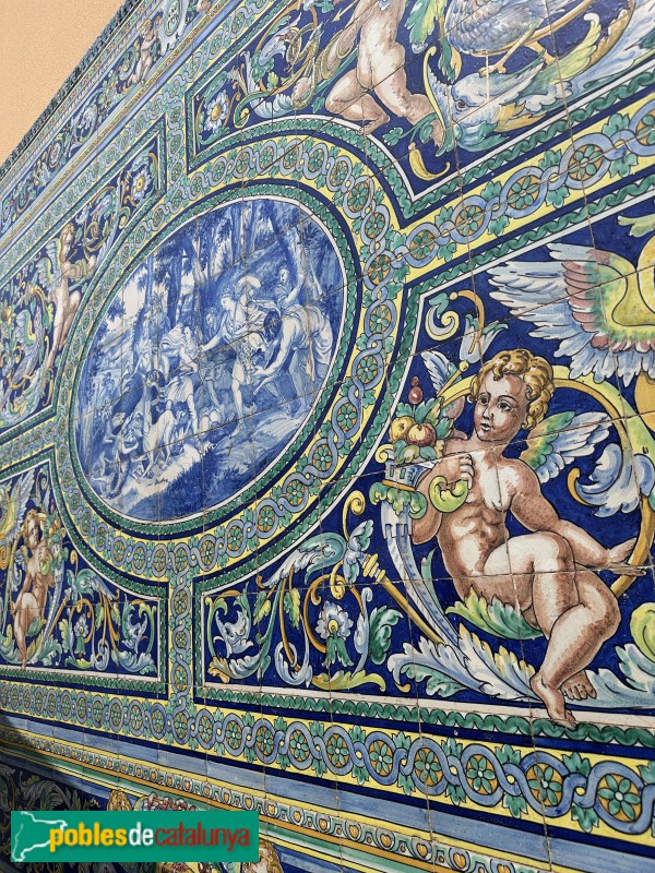 Sant Vicenç de Montalt - Casa Sans. Plafó amb el mite de Melèagre (Foto: Albert Esteves, 2025) Sant Vicenç de Montalt - Casa Sans. Plafó amb el mite de Melèagre