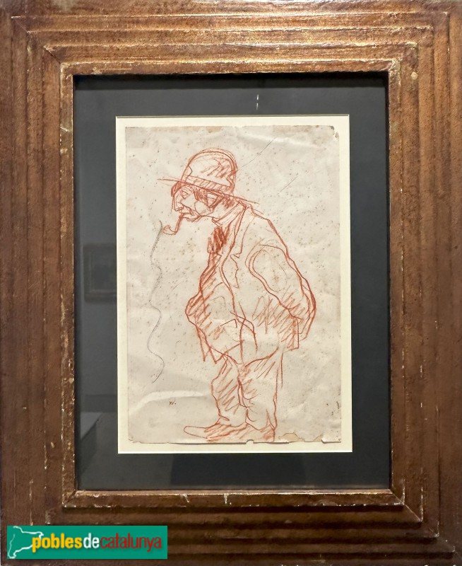 Museu-arxiu de Llavaneres - Isidre Nonell - Home indolent de perfil. Sanguina (1909) (Foto: Albert Esteves, 2025) Museu-arxiu de Llavaneres - Isidre Nonell - Home indolent de perfil. Sanguina (1909)