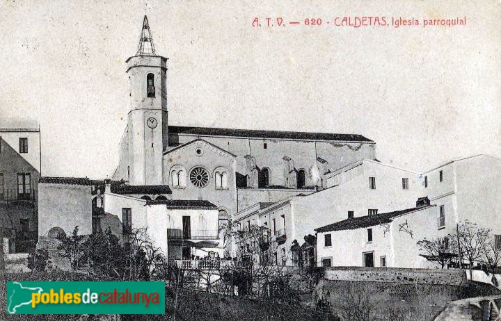 Caldes d'Estrac - Església de Santa Maria. Postal antiga Caldes d'Estrac - Església de Santa Maria. Postal antiga