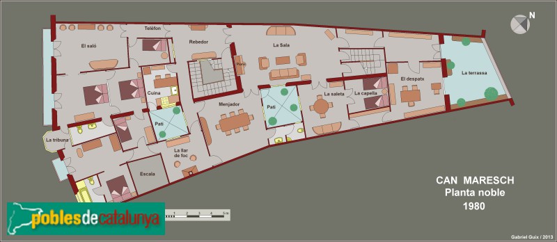 Vic - Can Maresch - Plànol elaborat per Gabriel Guix, que va habitar en aquesta casa, l'any 1980 Vic - Can Maresch - Plànol elaborat per Gabriel Guix, que va habitar en aquesta casa, l'any 1980