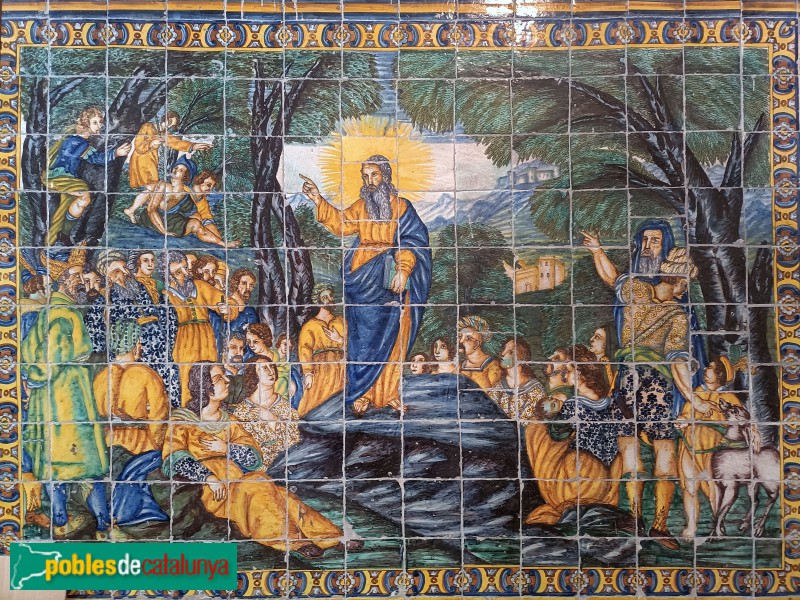 Barcelona - Casa de Convalescència. Arrambadors ceràmics, Sant Pau predicant als jueus