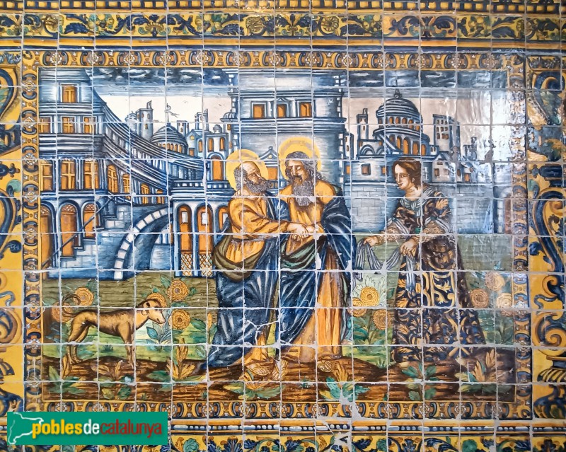 Barcelona - Casa de Convalescència. Arrambadors ceràmics. Sant Pau i sant Pere a Roma