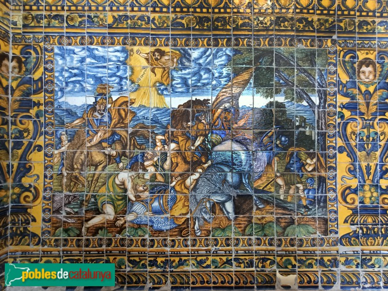 Barcelona - Casa de Convalescència. Arrambadors ceràmics. La conversió de sant Pau