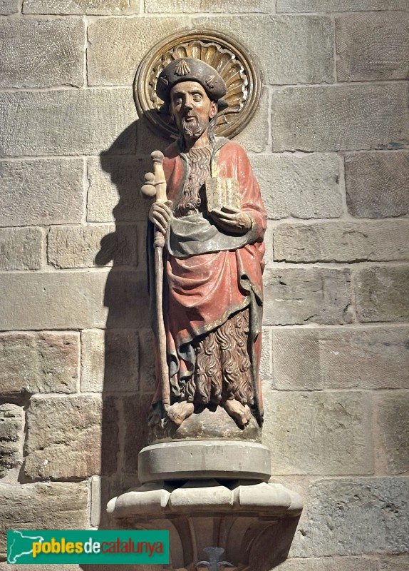 Lleida - Església de Sant Llorenç. Imatge de sant Jaume procedent de Montclar d'Urgell (segle XV) (Foto: Albert Esteves, 2025) Lleida - Església de Sant Llorenç. Imatge de sant Jaume procedent de Montclar d'Urgell (segle XV)