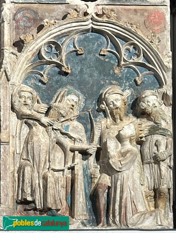 Lleida - Església de Sant Llorenç. Retaule de Santa Úrsula. Mort de la santa amb una fletxa (Foto: Albert Esteves, 2025) Lleida - Església de Sant Llorenç. Retaule de Santa Úrsula. Mort de la santa amb una fletxa