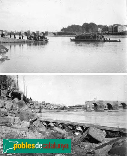Lleida - Pont Vell (Foto: <i>Manuel Pinilla -Arxiu Fotogràfic Centre Excursionista de Catalunya-</i>, c.1907) Lleida - Pont Vell