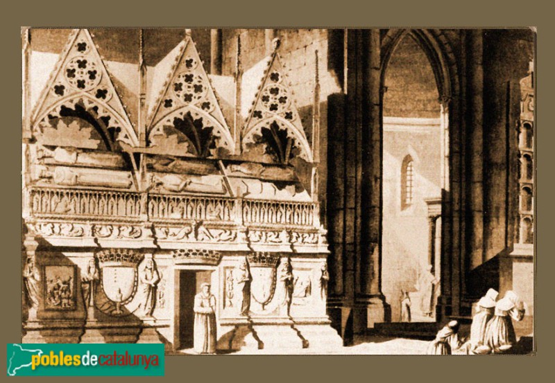 Monestir de Poblet - Sepulcres reials. <i>Gravat d'Alexandre de Laborde, 1806</i>