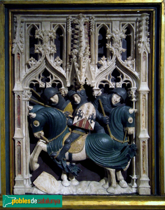 Monestir de Poblet - Sepulcres reials. Relleu amb la cerimònia de córrer les armes, atribuït a Pere Joan. Museu del Louvre, París