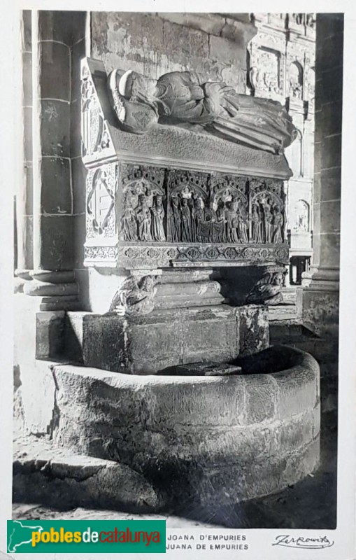 Monestir de Poblet - Sepulcre de Joana d'Aragó. Postal antiga