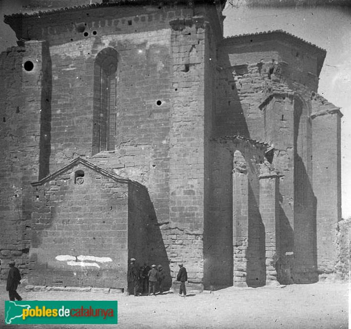 Almenar - Església de Santa Maria (Foto: <i>Josep Salvany - Fons Salvany. Biblioteca de Catalunya</i>, 1918) Almenar - Església de Santa Maria