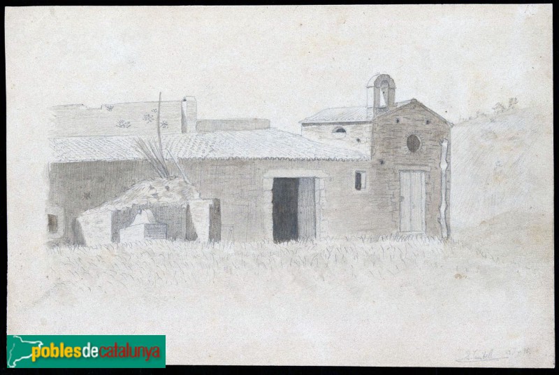 Barcelona - Montjuïc. Ermita de Santa Madrona. Dibuix d'Eudald Canibell Masbernat, <i>Arxiu Històric de la Ciutat de Barcelona</i>, 1876 Barcelona - Montjuïc. Ermita de Santa Madrona. Dibuix d'Eudald Canibell Masbernat, <i>Arxiu Històric de la Ciutat de Barcelona</i>, 1876