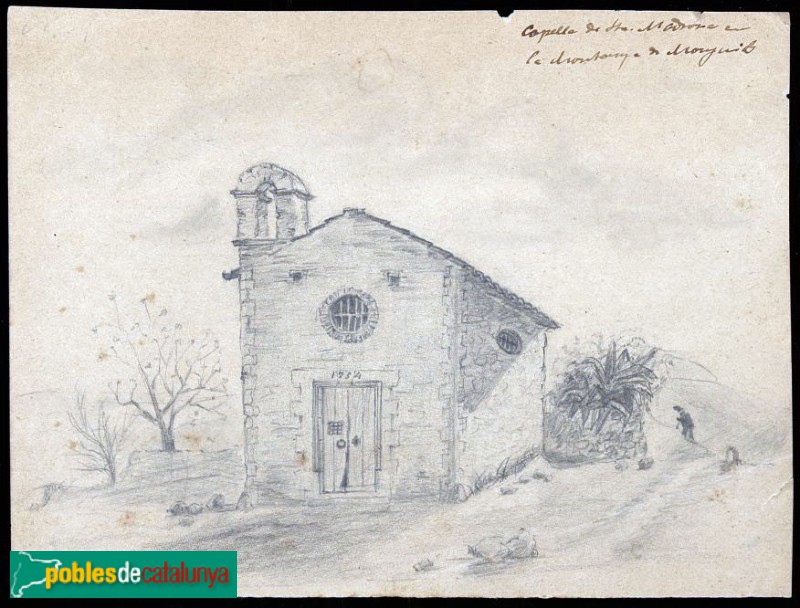 Barcelona - Montjuïc. Ermita de Santa Madrona. Dibuix d'Eudald Canibell Masbernat, <i>Arxiu Històric de la Ciutat de Barcelona</i> Barcelona - Montjuïc. Ermita de Santa Madrona. Dibuix d'Eudald Canibell Masbernat, <i>Arxiu Històric de la Ciutat de Barcelona</i>