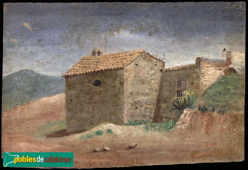 Barcelona - Montjuïc. Ermita de Santa Madrona. Pintura d'Eudald Canibell Masbernat, <i>Arxiu Històric de la Ciutat de Barcelona</i>, 1877 Barcelona - Montjuïc. Ermita de Santa Madrona. Pintura d'Eudald Canibell Masbernat, <i>Arxiu Històric de la Ciutat de Barcelona</i>, 1877