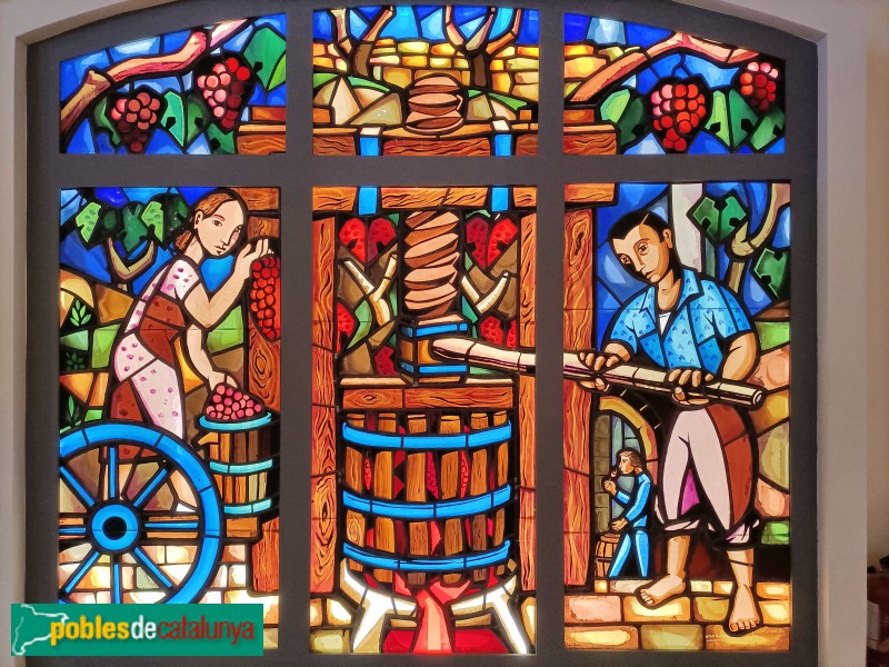 Vilafranca del Penedès - Vinseum. Vitrall <i>La Premsada</i> (Pau Boada, 1971)