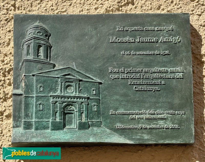 Ulldemolins - Cal Roig, placa commemorativa de Mercé Bessó