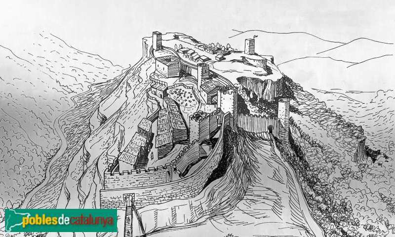 Cornudella de Montsant - Castell de Siurana. Reconstrucció hipotètica, <i>cartell in situ</i>