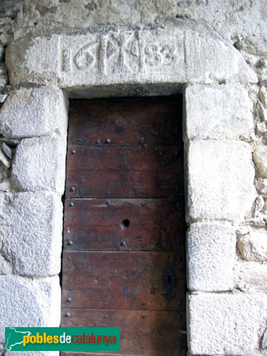 Meranges - Església de Sant Serni. Poprta del campanar